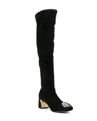 schwarze Overknee Stiefel aus Wildleder von Fabi