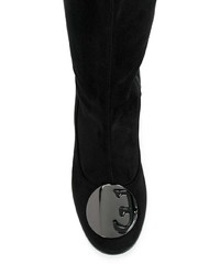 schwarze Overknee Stiefel aus Wildleder von Fabi