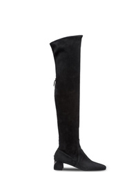 schwarze Overknee Stiefel aus Wildleder von Prada