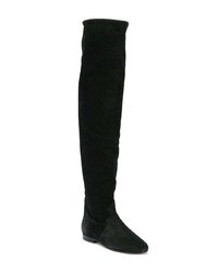 schwarze Overknee Stiefel aus Wildleder von Isabel Marant