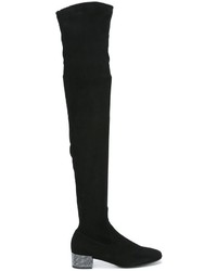 schwarze Overknee Stiefel aus Wildleder von Rene Caovilla