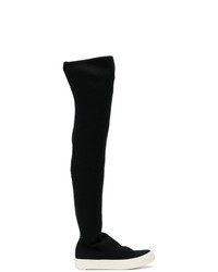 schwarze Overknee Stiefel aus Wildleder von Rick Owens DRKSHDW