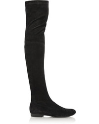 schwarze Overknee Stiefel aus Wildleder von Robert Clergerie
