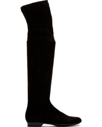 schwarze Overknee Stiefel aus Wildleder von Robert Clergerie