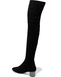 schwarze Overknee Stiefel aus Wildleder von Robert Clergerie