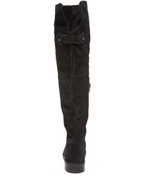 schwarze Overknee Stiefel aus Wildleder von Frye