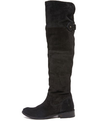 schwarze Overknee Stiefel aus Wildleder von Frye
