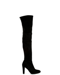 schwarze Overknee Stiefel aus Wildleder von Stuart Weitzman