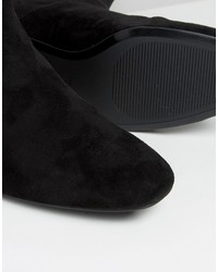 schwarze Overknee Stiefel aus Wildleder von Mango