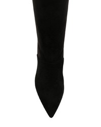 schwarze Overknee Stiefel aus Wildleder von Balmain