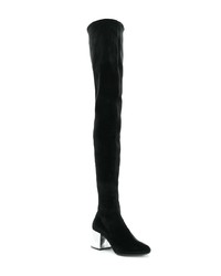 schwarze Overknee Stiefel aus Wildleder von MM6 MAISON MARGIELA