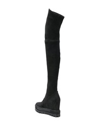 schwarze Overknee Stiefel aus Wildleder von Casadei