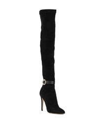 schwarze Overknee Stiefel aus Wildleder von Jimmy Choo