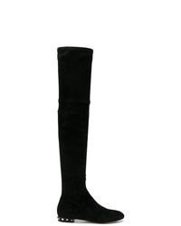 schwarze Overknee Stiefel aus Wildleder von Valentino
