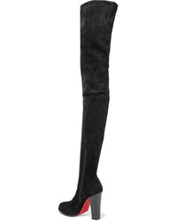 schwarze Overknee Stiefel aus Wildleder von Christian Louboutin