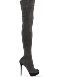 schwarze Overknee Stiefel von Charlotte Olympia