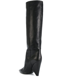 schwarze Overknee Stiefel von Saint Laurent