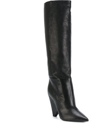 schwarze Overknee Stiefel von Saint Laurent