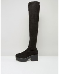 schwarze Overknee Stiefel von Pull&Bear