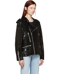 schwarze Pailletten Bikerjacke von Ashish