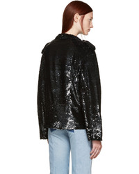 schwarze Pailletten Bikerjacke von Ashish