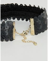 schwarze Pailletten Halskette