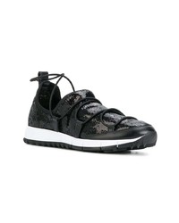 schwarze Pailletten niedrige Sneakers von Jimmy Choo