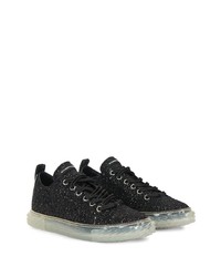 schwarze Pailletten niedrige Sneakers von Giuseppe Zanotti