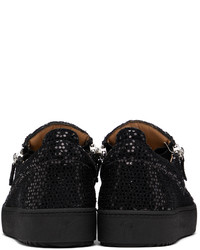 schwarze Pailletten niedrige Sneakers von Giuseppe Zanotti