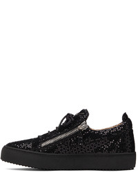 schwarze Pailletten niedrige Sneakers von Giuseppe Zanotti