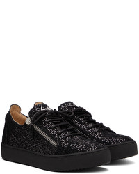 schwarze Pailletten niedrige Sneakers von Giuseppe Zanotti