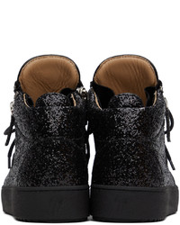 schwarze Pailletten niedrige Sneakers von Giuseppe Zanotti