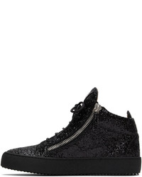 schwarze Pailletten niedrige Sneakers von Giuseppe Zanotti