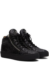 schwarze Pailletten niedrige Sneakers von Giuseppe Zanotti