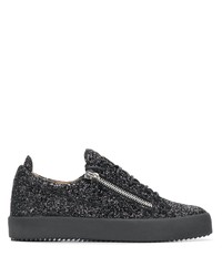 schwarze Pailletten niedrige Sneakers von Giuseppe Zanotti