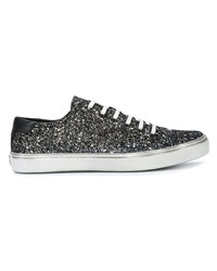 schwarze Pailletten niedrige Sneakers von Saint Laurent