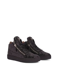 schwarze Pailletten niedrige Sneakers von Giuseppe Zanotti