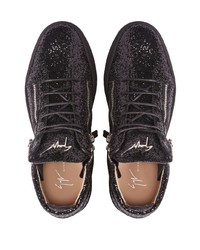 schwarze Pailletten niedrige Sneakers von Giuseppe Zanotti