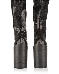 schwarze Pailletten Stiefeletten von Givenchy