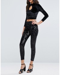 schwarze Paillettenleggings von Miss Selfridge