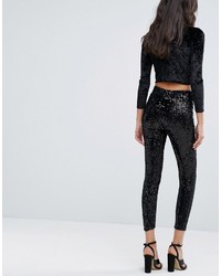 schwarze Paillettenleggings von Miss Selfridge