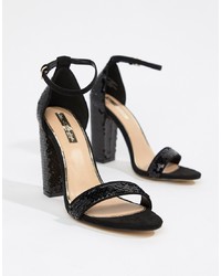 schwarze Pailletten Sandaletten von Miss Selfridge