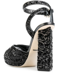 schwarze Paillettensandalen von Dolce & Gabbana