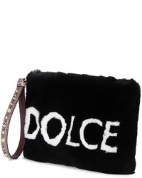 schwarze Pelz Clutch von Dolce & Gabbana