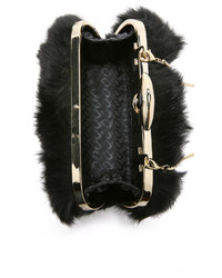 schwarze Pelz Clutch von Diane von Furstenberg