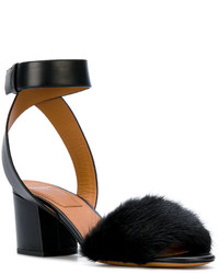 schwarze Pelz Sandaletten von Givenchy