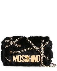 schwarze Pelz Umhängetasche von Moschino