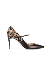 schwarze Pumps aus Kalbshaar mit Leopardenmuster