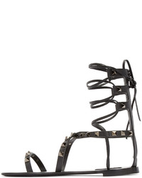 schwarze Römersandalen aus Leder von Valentino