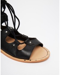 schwarze Römersandalen aus Leder von Asos